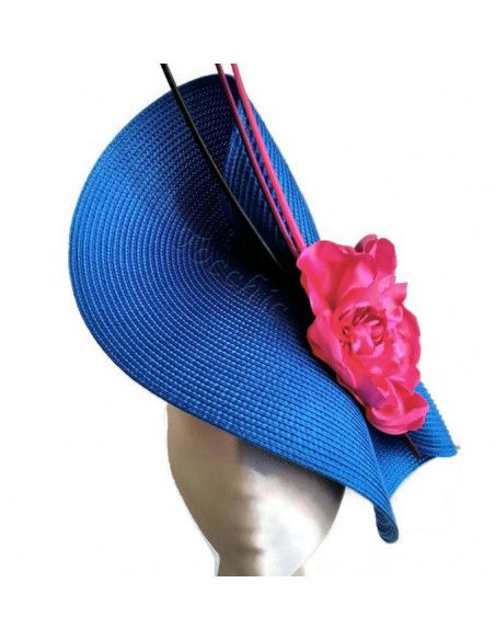 Pink and royal blue fascinator - Wedding hats for women - 3 Pink and royal blue fascinator - Wedding hats for women - 3