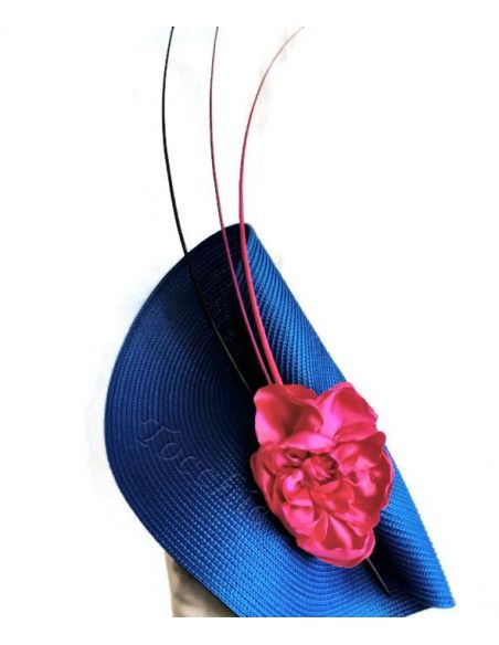 Tocado boda azul eléctrico y rosa fucsia - Pamelas y Tocados para madrinas - 4 Tocado boda azul eléctrico y rosa fucsia - Pamelas y Tocados para madrinas - 4