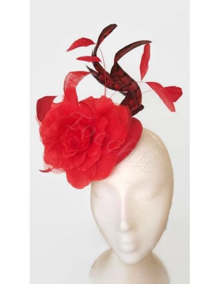 Tocado rojo para bodas de tarde - Pamelas y Tocados para madrinas - 4 Tocado rojo para bodas de tarde - Pamelas y Tocados para madrinas - 4