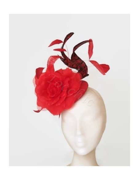 Tocado rojo para bodas de tarde - Pamelas y Tocados para madrinas - 5 Tocado rojo para bodas de tarde - Pamelas y Tocados para madrinas - 5