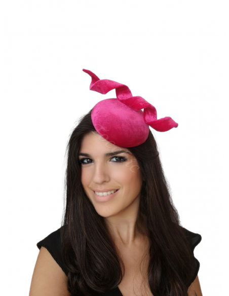 Tocado rosa fucsia de terciopelo - Pamelas y Tocados para madrinas - 1
