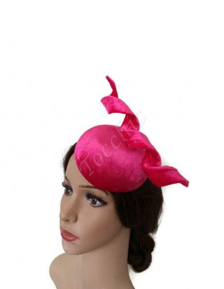 Tocado rosa fucsia de terciopelo - Pamelas y Tocados para madrinas - 3 Tocado rosa fucsia de terciopelo - Pamelas y Tocados para madrinas - 3