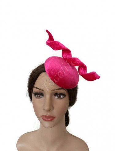 Tocado rosa fucsia de terciopelo - Pamelas y Tocados para madrinas - 4