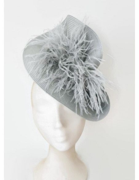 Grey feathers hat - Wedding hats for women - 1