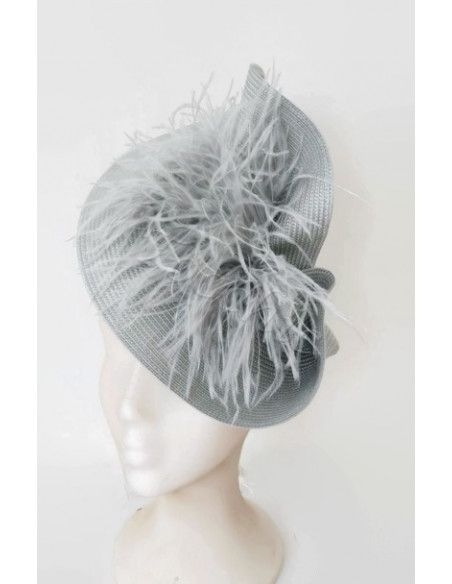 Tocado gris con plumas para boda - Pamelas y Tocados para madrinas - 2 Tocado gris con plumas para boda - Pamelas y Tocados para madrinas - 2
