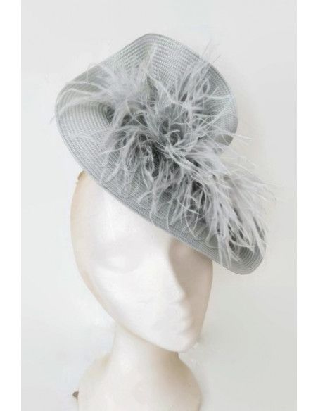 Tocado gris con plumas para boda - Pamelas y Tocados para madrinas - 3 Tocado gris con plumas para boda - Pamelas y Tocados para madrinas - 3