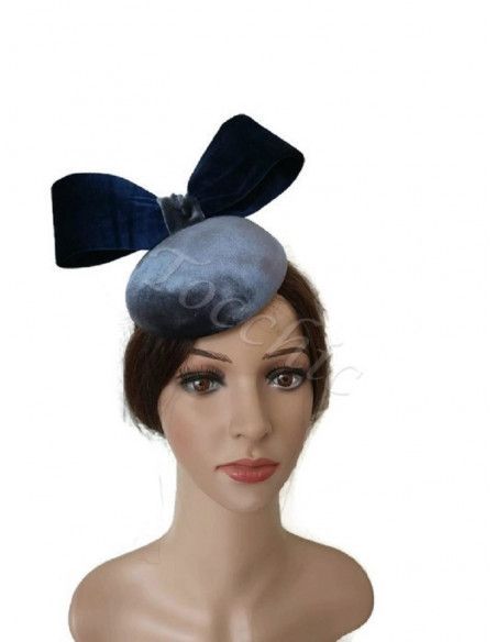Navy blue and grey velvet hat - Wedding hats for women - 4 Navy blue and grey velvet hat - Wedding hats for women - 4