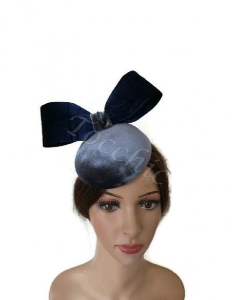 Navy blue and grey velvet hat - Wedding hats for women - 5 Navy blue and grey velvet hat - Wedding hats for women - 5