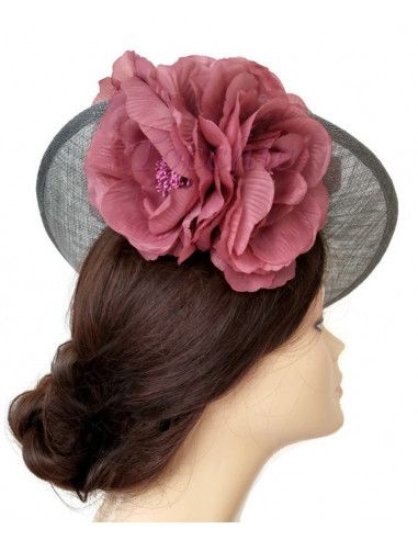 Grey and pink fascinator with flowers - Wedding hats for women - 6