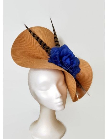 Gold and royal blue fascinator - Wedding hats for women - 4 Gold and royal blue fascinator - Wedding hats for women - 4