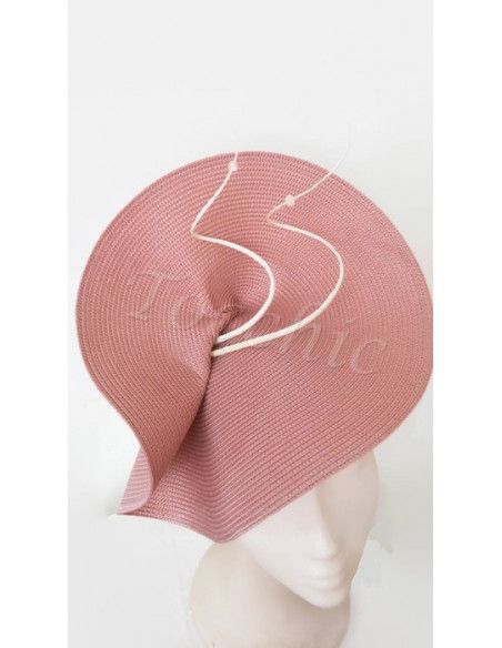 Tocado rosa nude y blanco con cuentas - Pamelas y Tocados para madrinas - 4