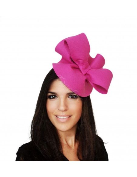 Pink felt hat with bow - Wedding hats for women - 1