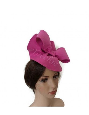 Pink felt hat with bow - Wedding hats for women - 4