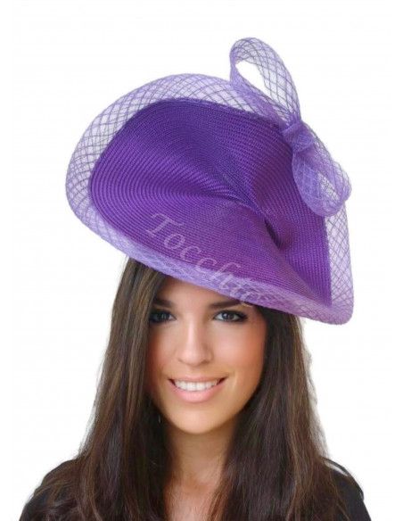 Purple fascinator with a bow - Wedding hats for women - 1