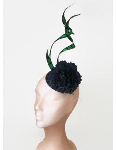 Green and navy blue fascinator - Wedding hats for women - 4