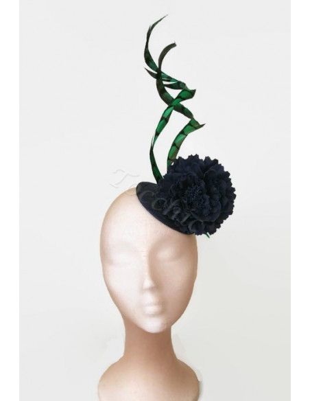 Green and navy blue fascinator - Wedding hats for women - 5 Green and navy blue fascinator - Wedding hats for women - 5