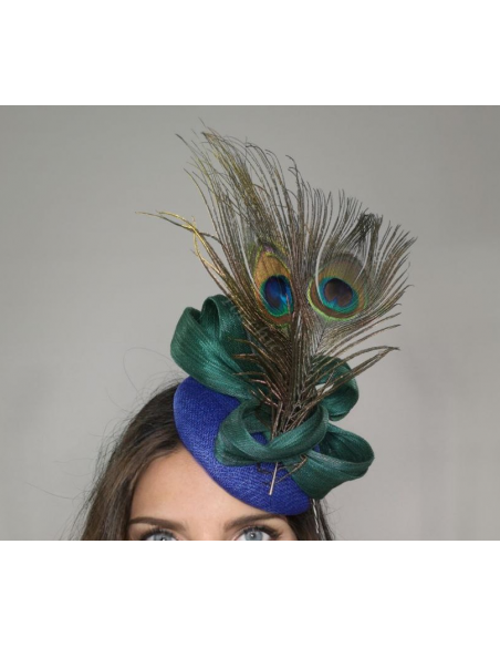 Pequeño tocado azul y verde para madrina en bodas de tarde - Pamelas y Tocados para madrinas - 6 Pequeño tocado azul y verde para madrina en bodas de tarde - Pamelas y Tocados para madrinas - 6