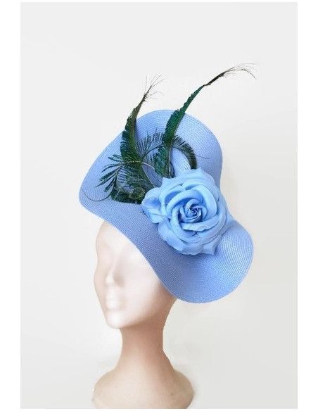Tocado azul claro con plumas - Pamelas y Tocados para madrinas - 3 Tocado azul claro con plumas - Pamelas y Tocados para madrinas - 3
