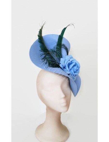 Tocado azul claro con plumas - Pamelas y Tocados para madrinas - 4 Tocado azul claro con plumas - Pamelas y Tocados para madrinas - 4