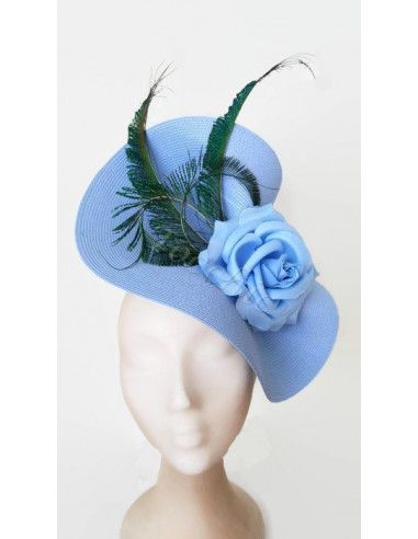 Light blue fascinator with feathers - Wedding hats for women - 5