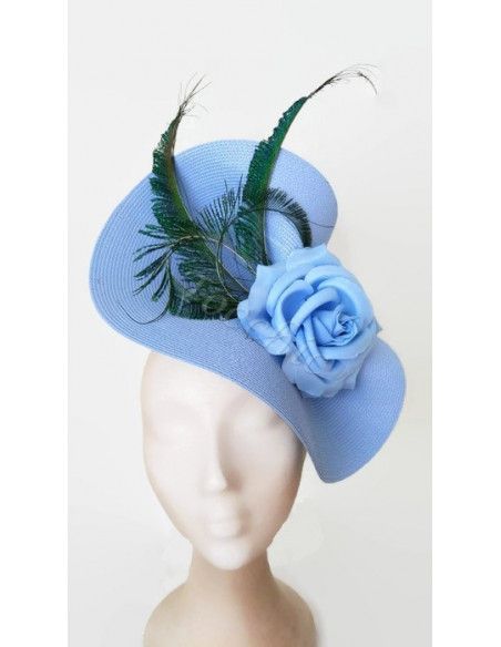 Tocado azul claro con plumas - Pamelas y Tocados para madrinas - 5 Tocado azul claro con plumas - Pamelas y Tocados para madrinas - 5