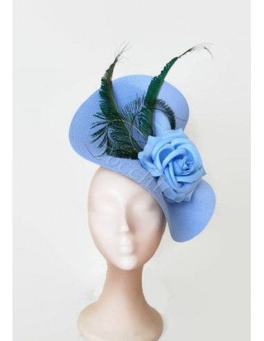 Light blue fascinator with feathers - Wedding hats for women - 6