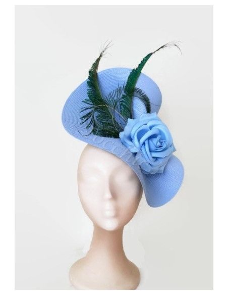 Tocado azul claro con plumas - Pamelas y Tocados para madrinas - 6 Tocado azul claro con plumas - Pamelas y Tocados para madrinas - 6