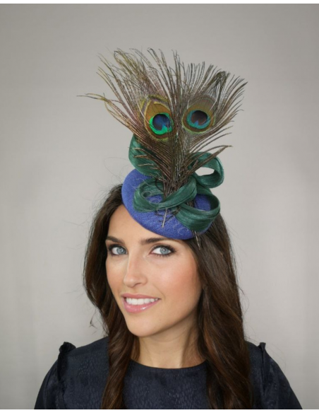 Pequeño tocado azul y verde para madrina en bodas de tarde - Pamelas y Tocados para madrinas - 10 Pequeño tocado azul y verde para madrina en bodas de tarde - Pamelas y Tocados para madrinas - 10