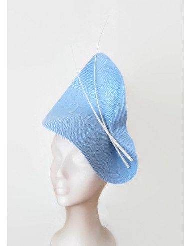 Tocado azul claro y blanco - Pamelas y Tocados para madrinas - 6