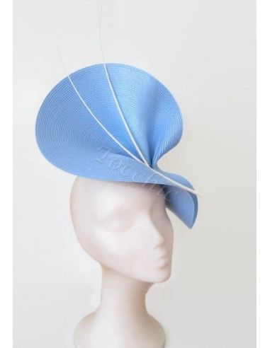 Tocado azul claro y blanco - Pamelas y Tocados para madrinas - 7