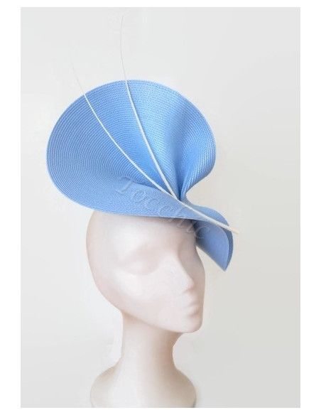 Tocado azul claro y blanco - Pamelas y Tocados para madrinas - 7