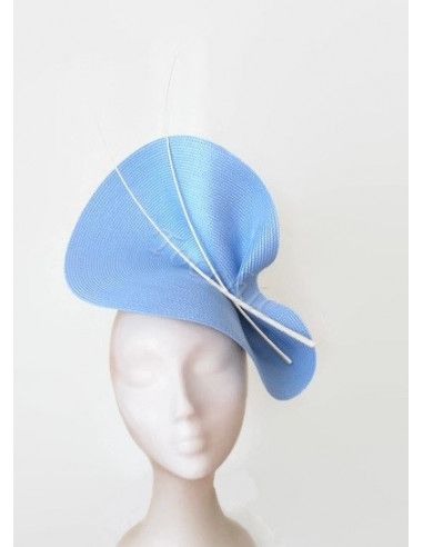 Tocado azul claro y blanco - Pamelas y Tocados para madrinas - 8