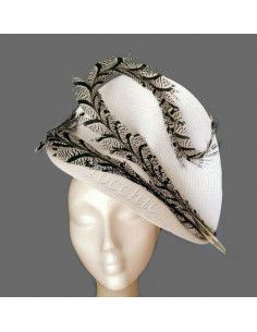 Black and white fascinator with pheasant feathers - Wedding hats for women - 1
