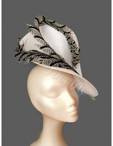 Tocado blanco y negro con plumas - Pamelas y Tocados para madrinas - 2 Tocado blanco y negro con plumas - Pamelas y Tocados para madrinas - 2