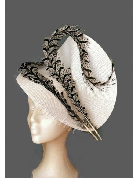 Tocado blanco y negro con plumas - Pamelas y Tocados para madrinas - 3 Tocado blanco y negro con plumas - Pamelas y Tocados para madrinas - 3