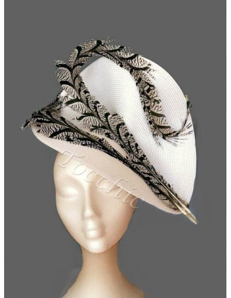 Black and white fascinator with pheasant feathers - Wedding hats for women - 4 Black and white fascinator with pheasant feathers - Wedding hats for women - 4