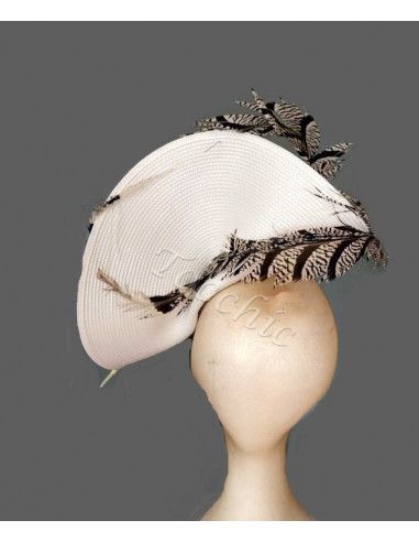 Black and white fascinator with pheasant feathers - Wedding hats for women - 5