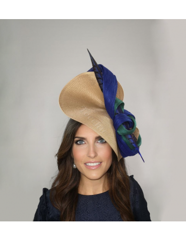 Tocado invitada de boda verde y azul - Pamelas y Tocados para madrinas - 4