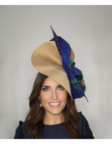 Tocado invitada de boda verde y azul - Pamelas y Tocados para madrinas - 5