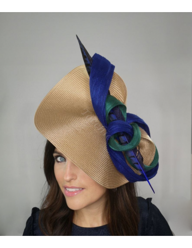 Tocado invitada de boda verde y azul - Pamelas y Tocados para madrinas - 6