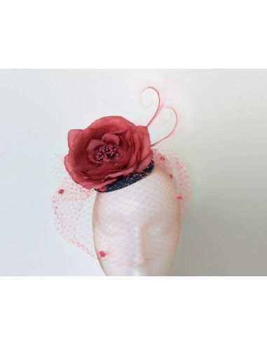 Blue and pink hat with veil - Wedding hats for women - 1