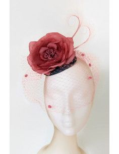 Blue and pink hat with veil - Wedding hats for women - 1 2