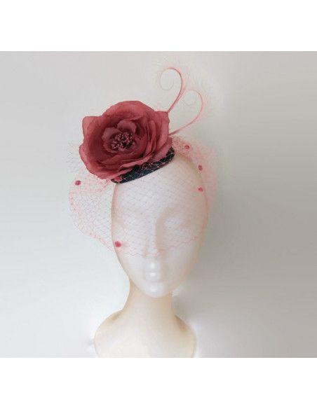 Blue and pink hat with veil - Wedding hats for women - 3 Blue and pink hat with veil - Wedding hats for women - 3