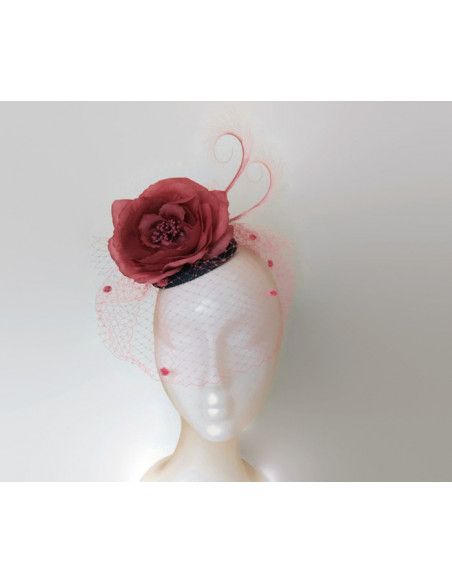 Blue and pink hat with veil - Wedding hats for women - 4 Blue and pink hat with veil - Wedding hats for women - 4