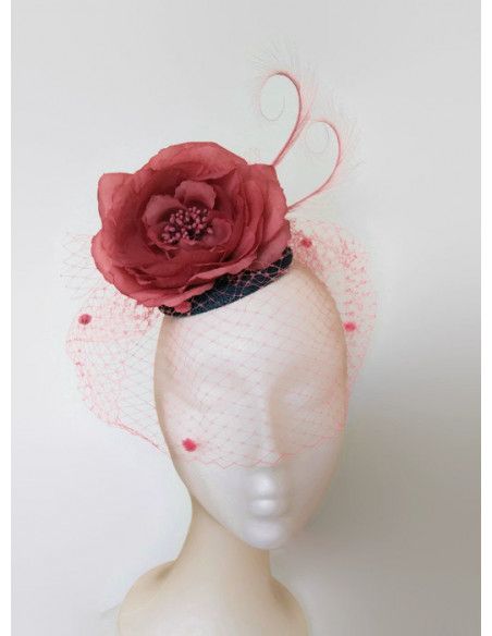 Blue and pink hat with veil - Wedding hats for women - 5 Blue and pink hat with veil - Wedding hats for women - 5