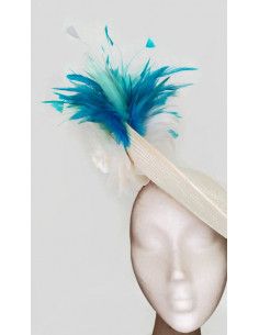 White and turquoise hat - Wedding hats for women - 1 2