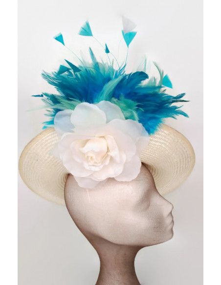 White and turquoise hat - Wedding hats for women - 5 White and turquoise hat - Wedding hats for women - 5