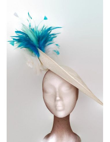 White and turquoise hat - Wedding hats for women - 6