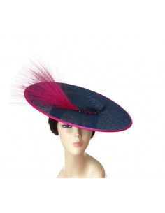 Canotier de boda azul marino y rosa - Pamelas y Tocados para madrinas - 1