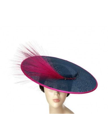 Canotier de boda azul marino y rosa - Pamelas y Tocados para madrinas - 2